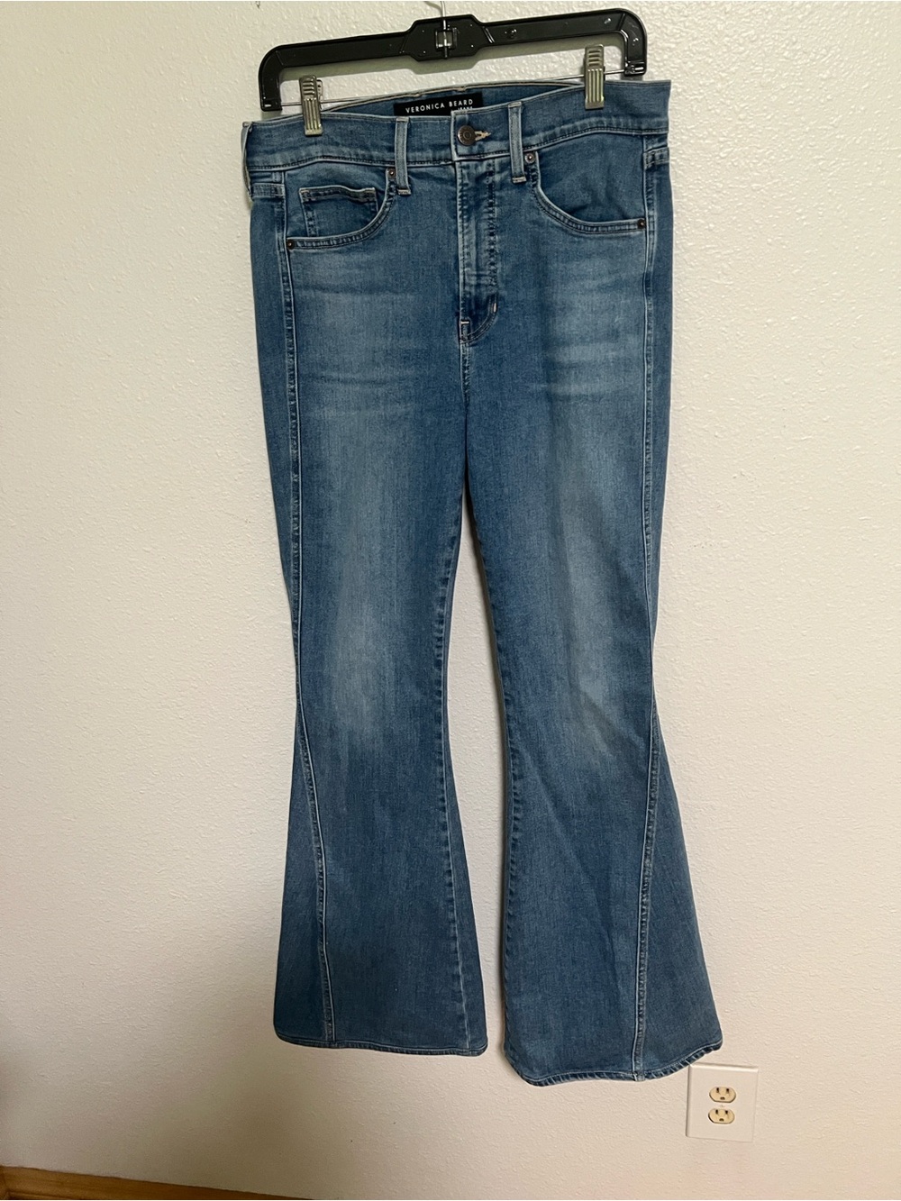 Veronica Beard Mid-Rise Flare Jeans in Medium Blue